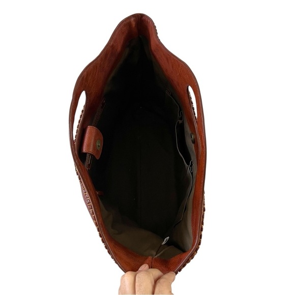 Isabella Fiore Leather Beaded Embellished Oversized Clutch Tote Handbag - Picture 5 of 8